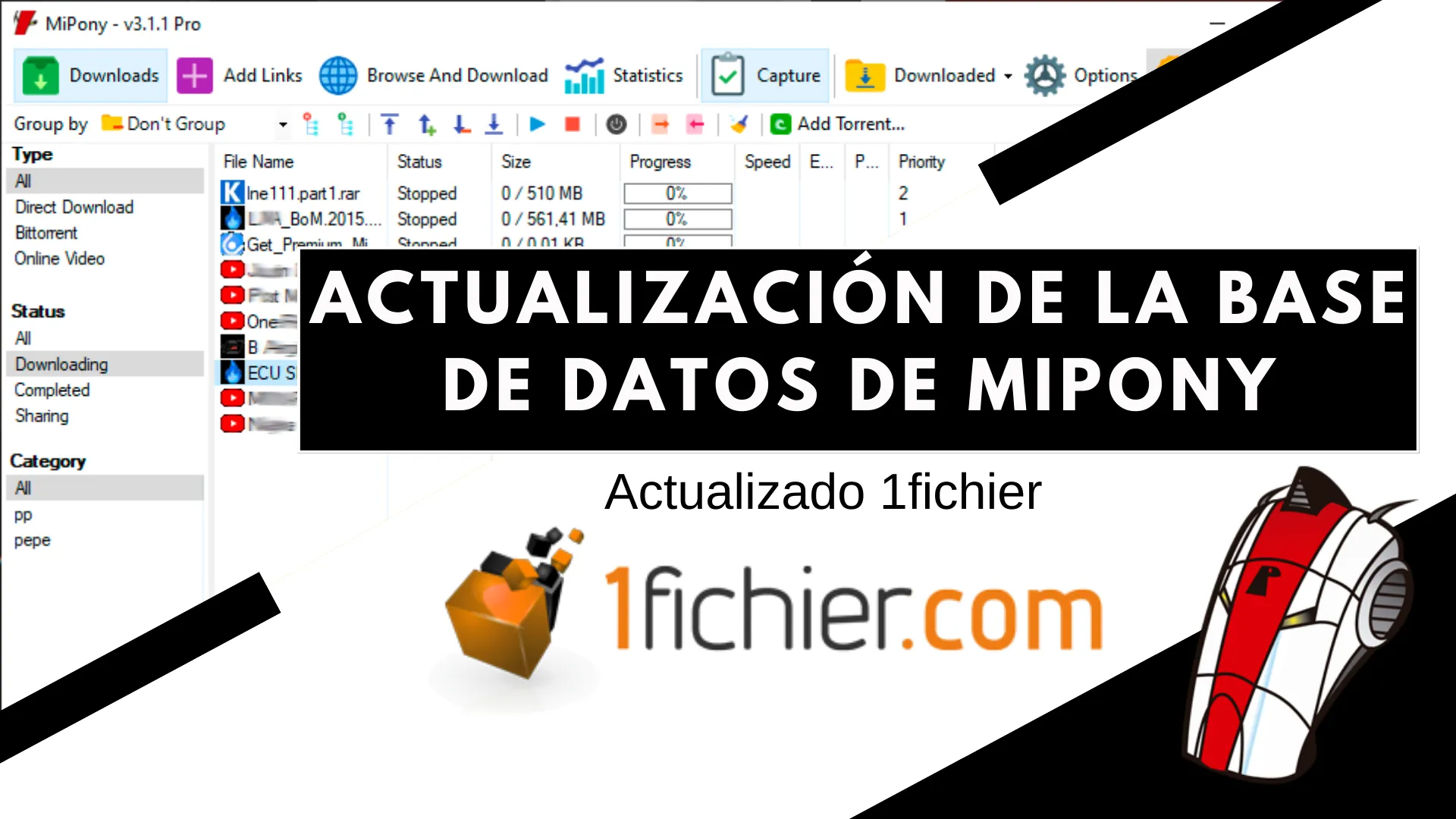 Actualización de la base de datos de Mipony