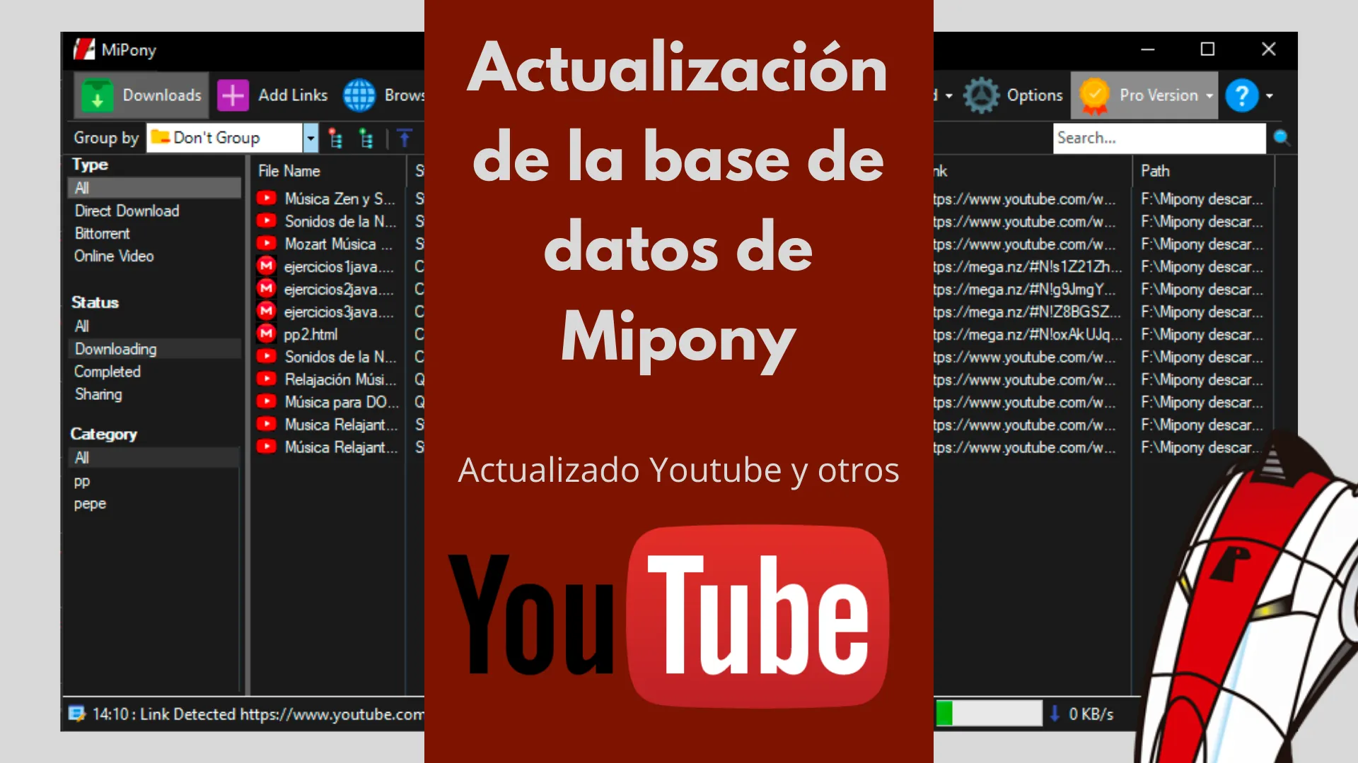 Actualización de la base de datos de Mipony