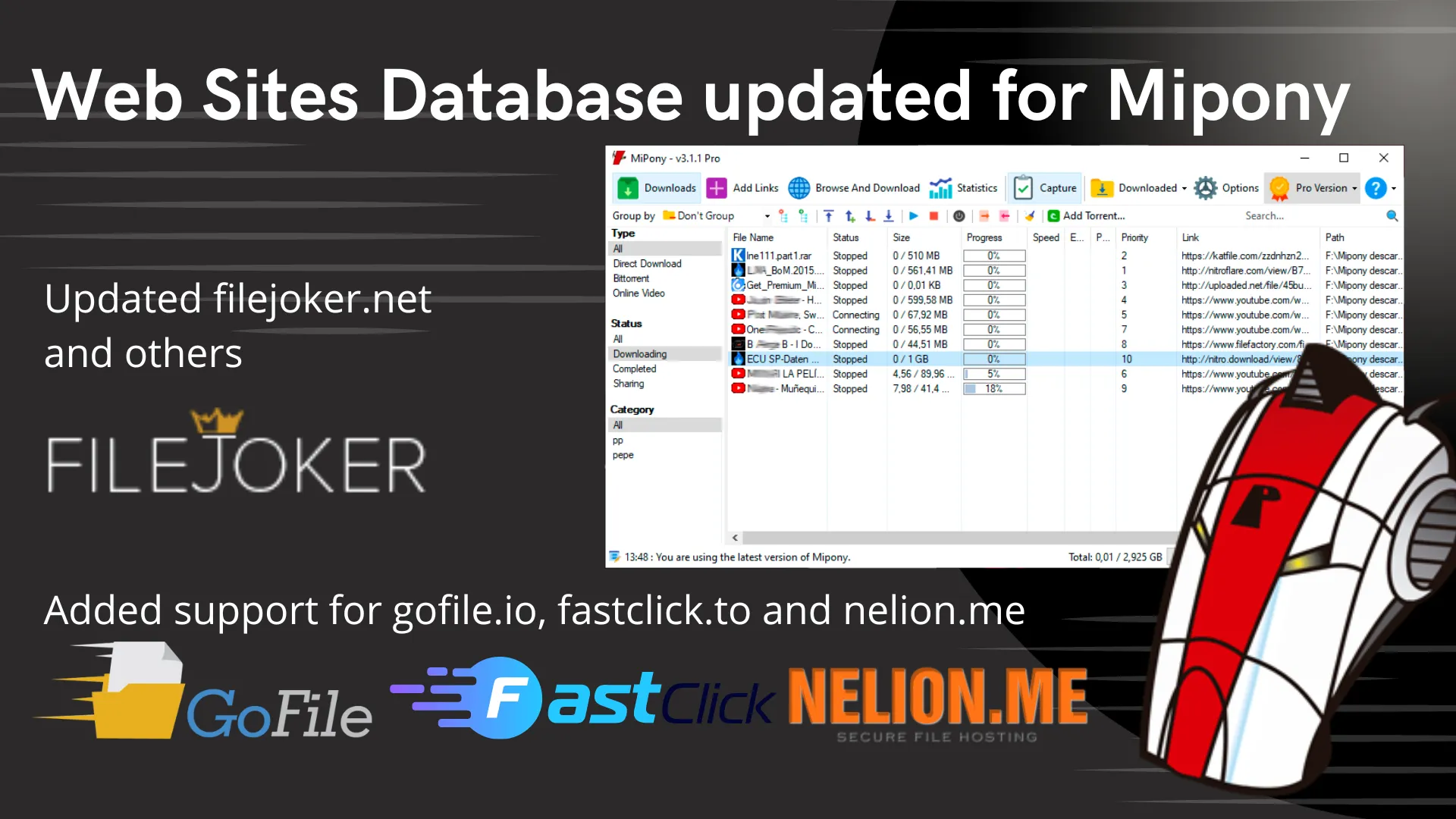 Web Sites Database updated for Mipony