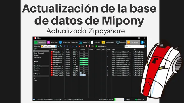 Actualización de la base de datos de Mipony