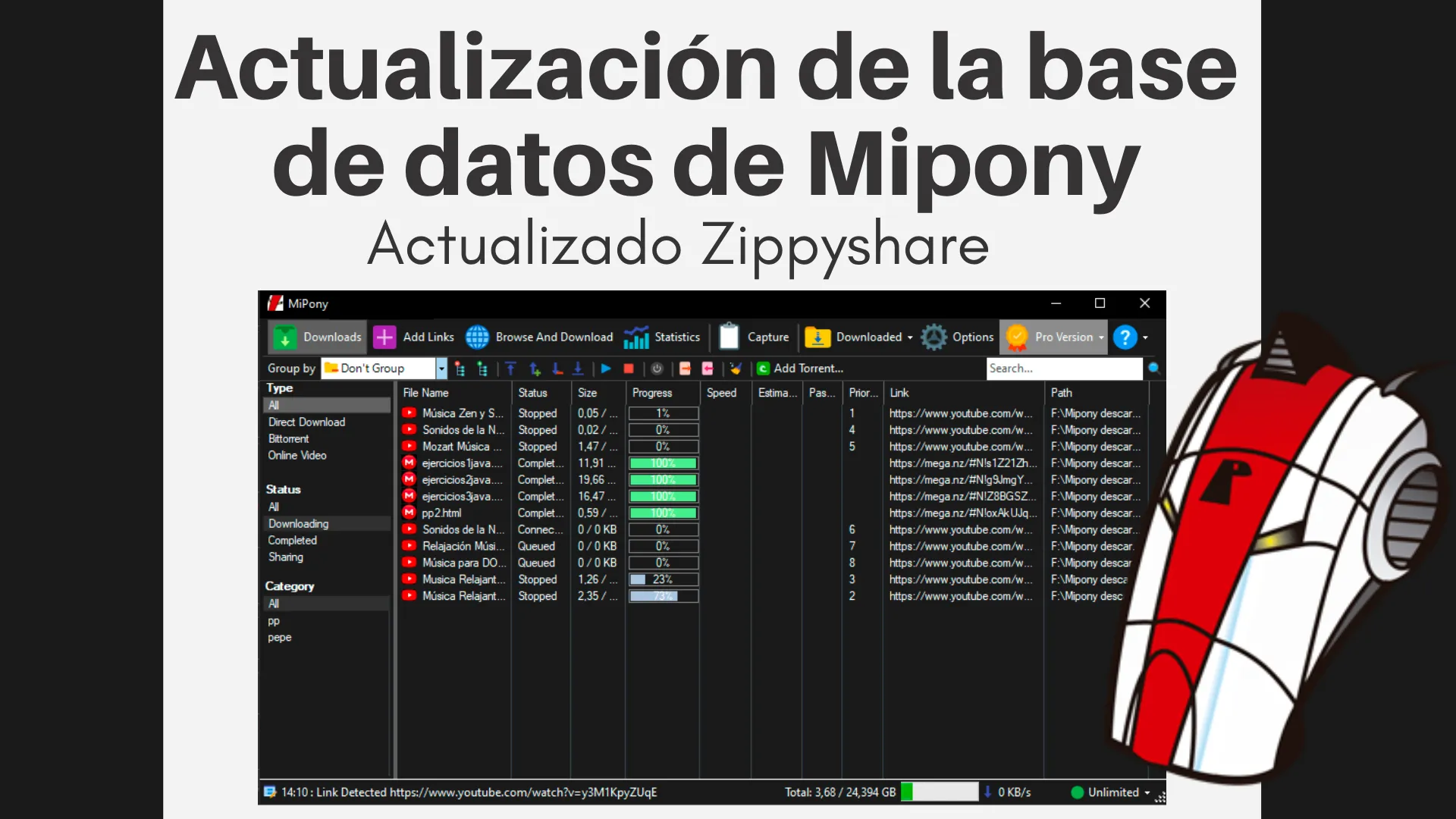 Actualización de la base de datos de Mipony