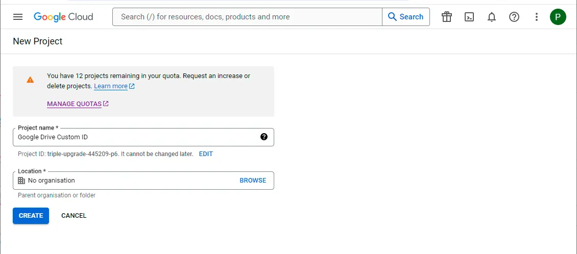 Crea un proyecto en Google Cloud: 2/3
