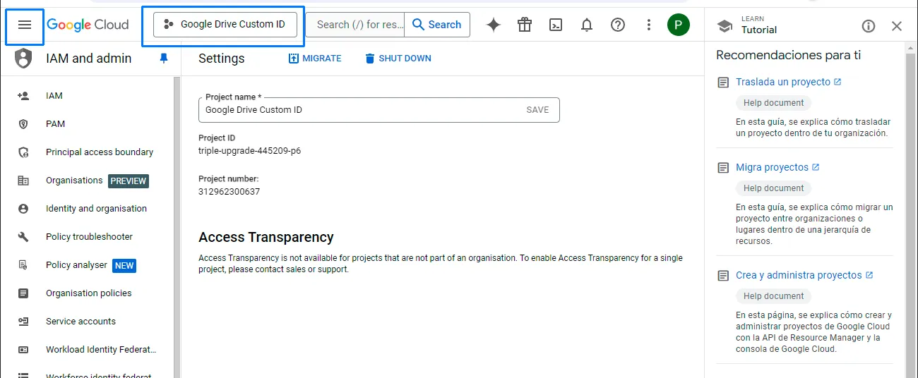 Activa la API de Google Drive: 1/7