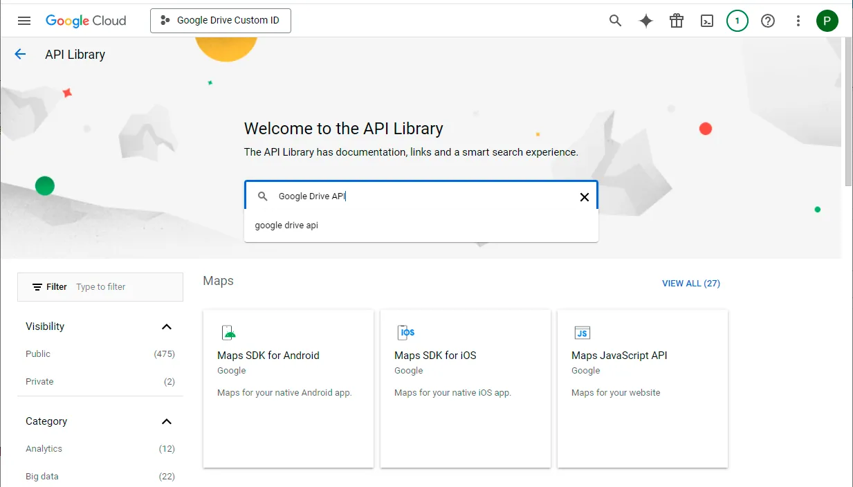 Activa la API de Google Drive: 4/7