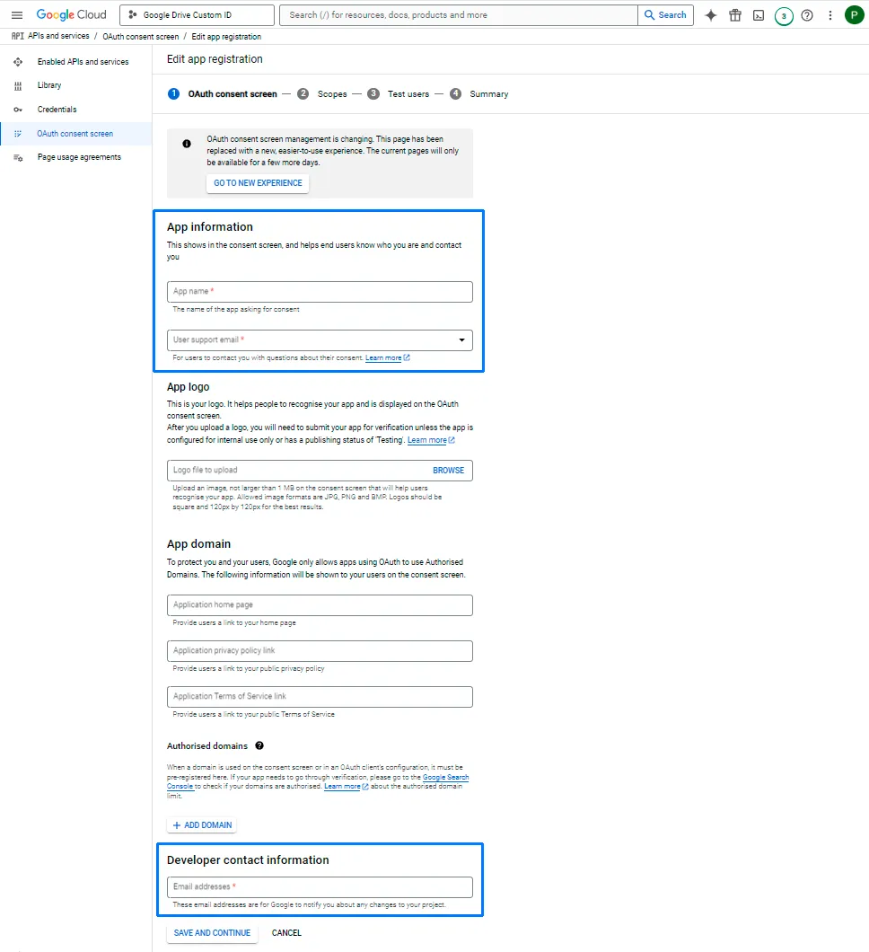 Completa los datos de la aplicación: 1/1