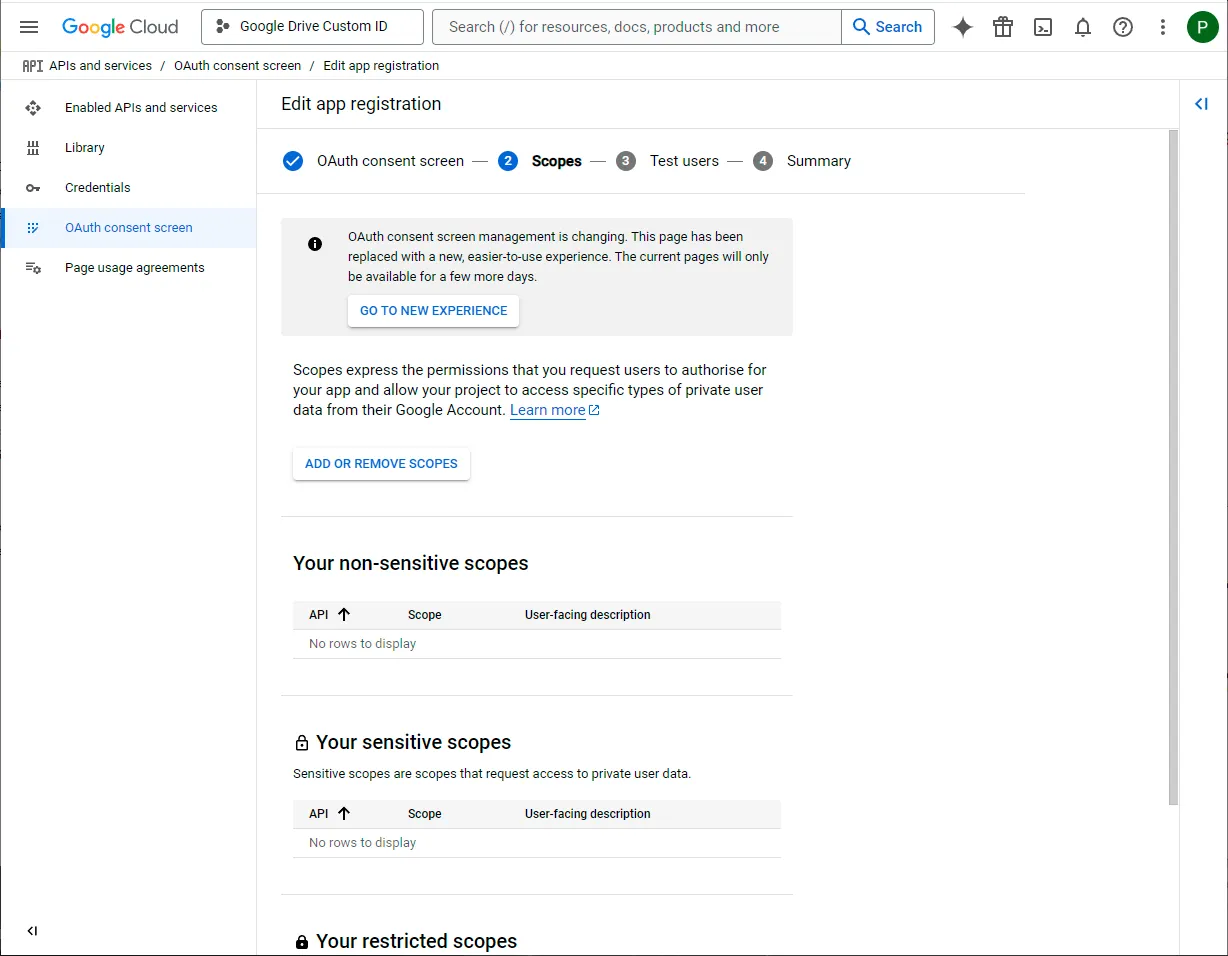 Añade el permiso de Google Drive: 1/3