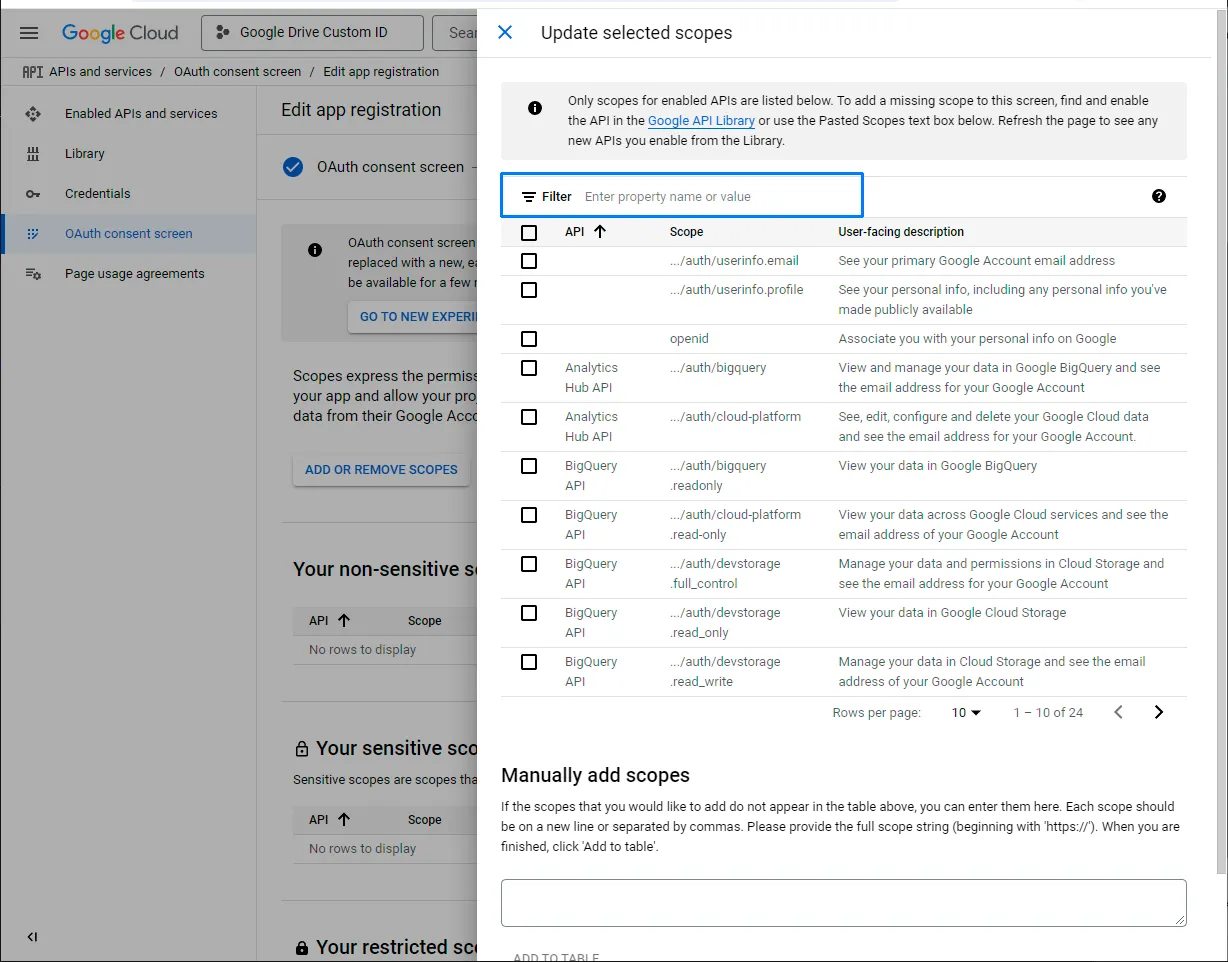 Añade el permiso de Google Drive: 2/3
