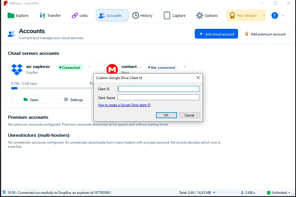 Conecta Google Drive en Mipony: 2/7