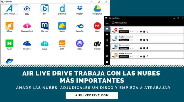 ¿Qué nubes soporta Air Live Drive?