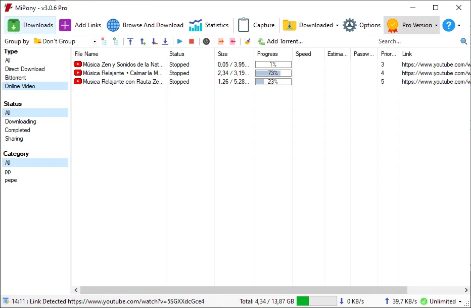 Check the video added to the downloads list.