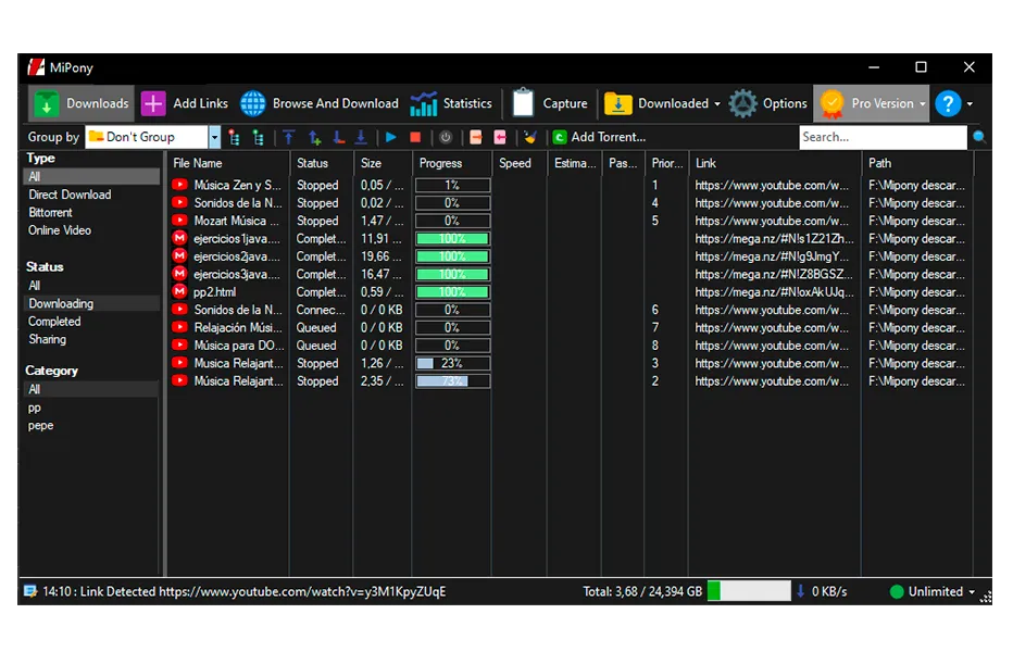Descarga directa, Bittorrents y vídeos de Youtube 1